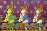 Frammento di pittura murale, Wat Phra Si Rattana Mahathat, Phitsanulok, La Tailandia.
