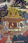 Fase di vita reale, murale, Wat Phra Si Rattana Mahathat, Phitsanulok, La Tailandia.