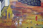 Dipinti in Wat Yai, il Wat Phra Sri Rattana Mahathat, Phitsanulok, La Tailandia.