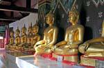 Buddha allineati bhumisparsha-Mudra, Wat Phra Si Rattana Mahathat, Phitsanulok, La Tailandia.