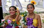 Ragazze di fiore, Festival Patong, Phuket, La Tailandia.