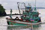 Pesca indietro barca, Phuket Town Gypsy, La Tailandia.