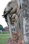 Elefanti che adornano la base del chedi, Wat Chang Lom, Sukhothai, La Tailandia.