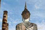 Il piccolo vihan, vista posteriore, Sukhothai, Wat Mahathat, La Tailandia.
