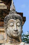 Buddha testa della statua, Sukhothai, Wat Mahathat, La Tailandia.