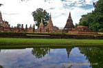 Chedis campana, Sukhothai, Wat Mahathat, La Tailandia.