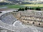 Aspendos teatro, muro di scena e gradinate, Turchia.