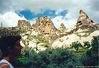 Veduta parziale della Ushisar, Cappadocia, Turchia.