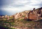 Strane forme scolpite dall'erosione, Cappadocia, Turchia.